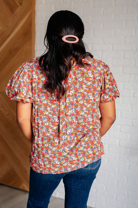 Load image into Gallery viewer, Bohemian Moment Floral Mock Neck Blouse
