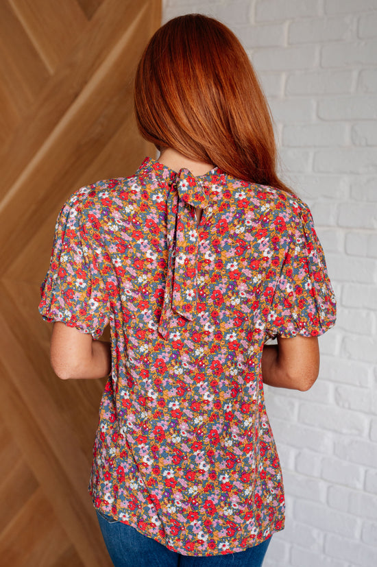 Load image into Gallery viewer, Bohemian Moment Floral Mock Neck Blouse
