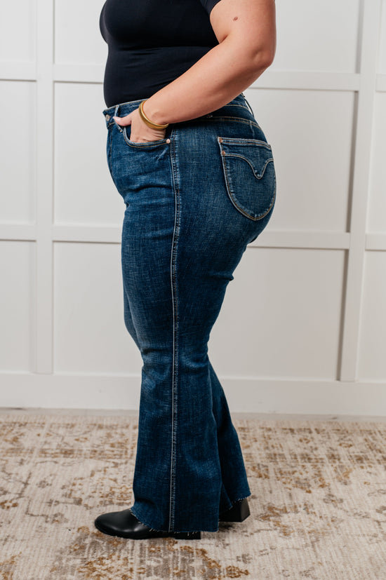 Load image into Gallery viewer, Edna High Rise Control Top Shield Pocket Flare Jeans

