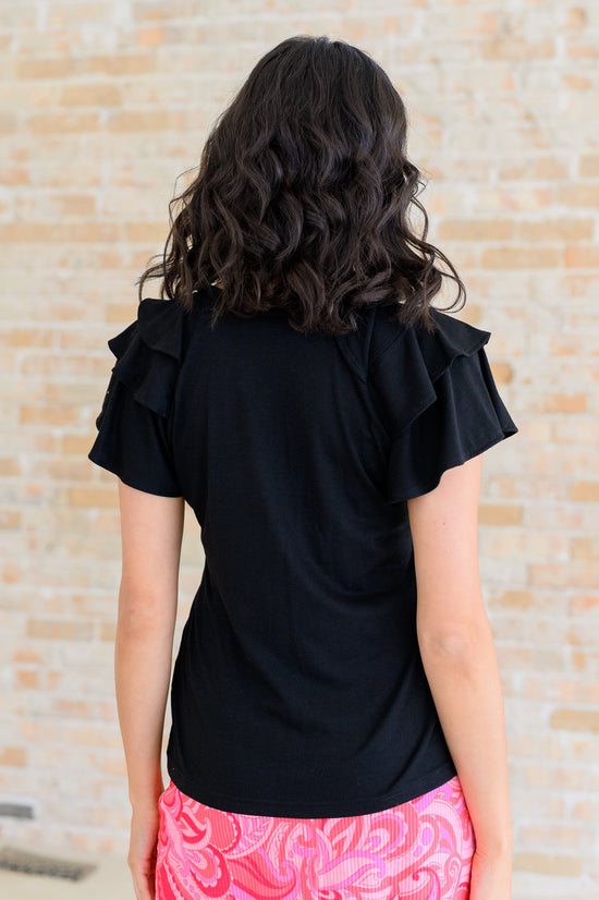 Load image into Gallery viewer, I&amp;#39;ll Allow It Flutter Sleeve Tee In Black
