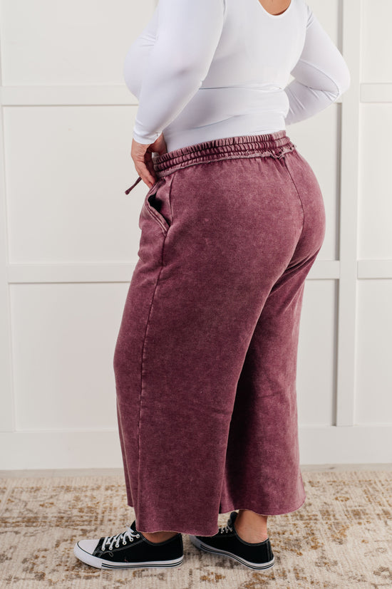 Load image into Gallery viewer, In or Out Wide Leg Cropped Pants in Eggplant
