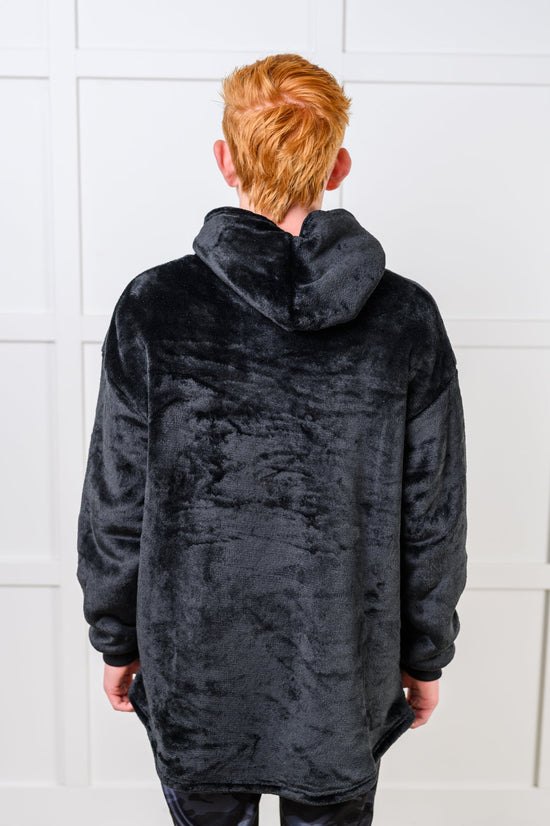 Load image into Gallery viewer, Kids Oversized Hoodie Blanket in Black
