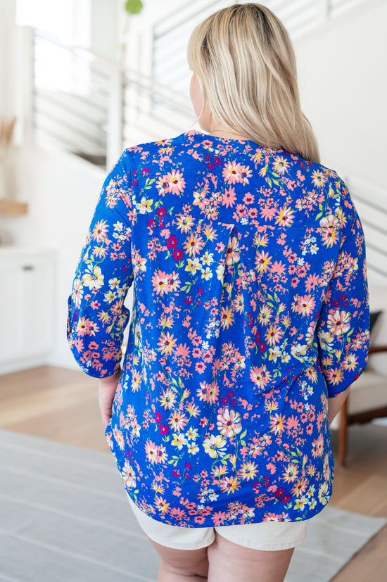 Lizzy Top in Royal and Blush Floral