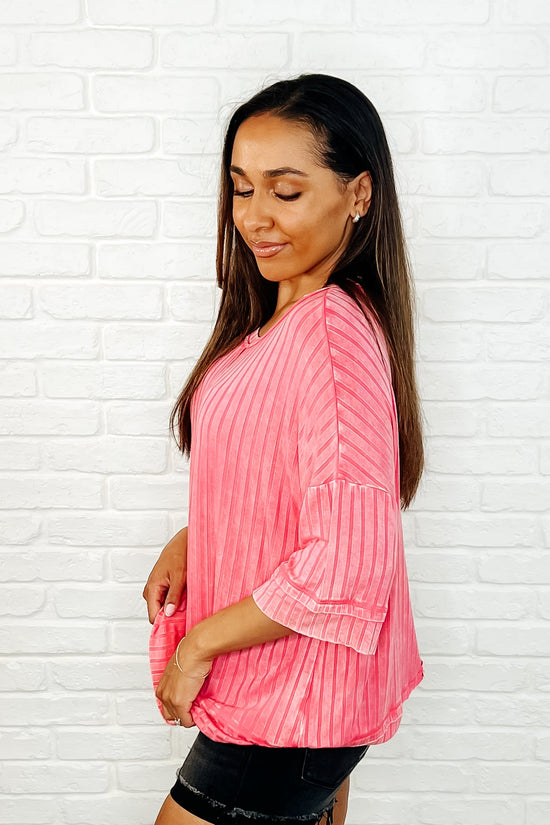 Load image into Gallery viewer, Loosely Speaking Oversized Basic Top in Fuchsia
