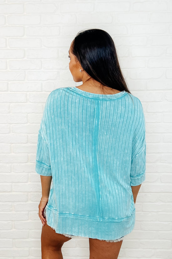 Load image into Gallery viewer, Loosely Speaking Oversized Basic Top in Turquoise
