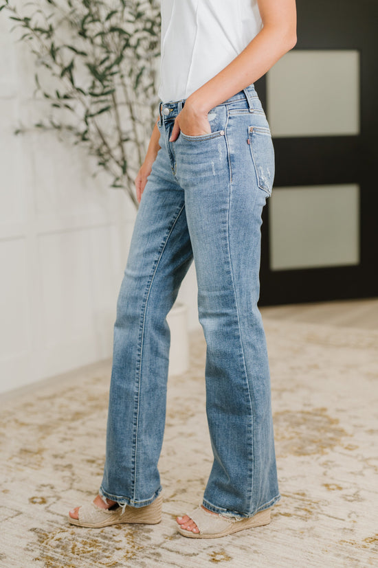 Lorena Mid Rise Vintage Wash Bootcut Jeans