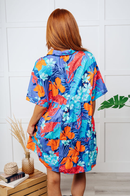 Load image into Gallery viewer, Mother Nature&amp;#39;s Recipes Collared Dress in Blue
