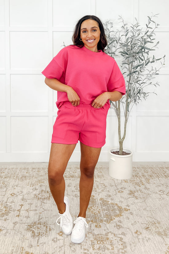 Load image into Gallery viewer, Slow Sunday Ribbed Knit Set in Hot Pink

