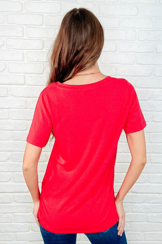 Load image into Gallery viewer, The Every Outfit Basic V-Neck Top in  Ruby
