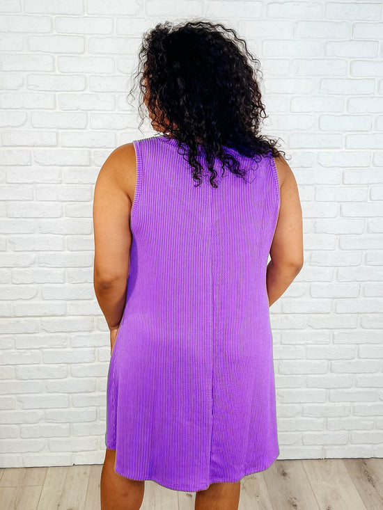 Load image into Gallery viewer, The Power I Hold V-Neck Ribbed Knit Dress in Tropical Violet
