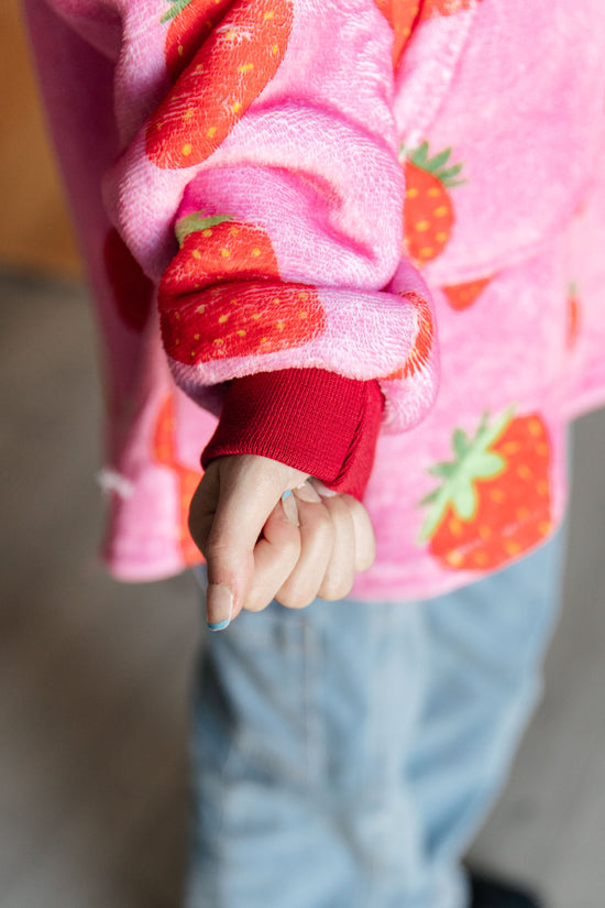 Load image into Gallery viewer, Kids Oversized Hoodie Blanket in Strawberry
