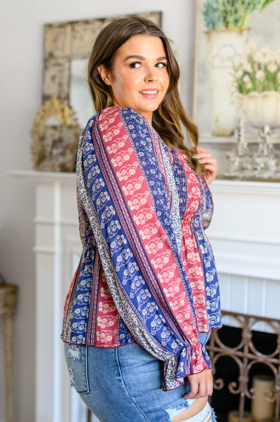 Load image into Gallery viewer, Afternoon Tea Smocked Long Sleeve Blouse
