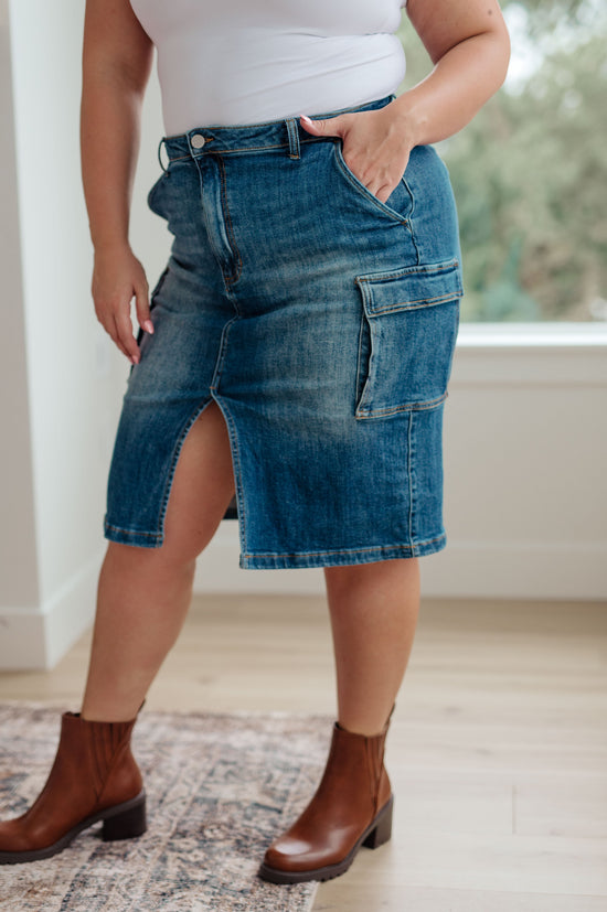Load image into Gallery viewer, Always Be There Cargo Denim Skirt
