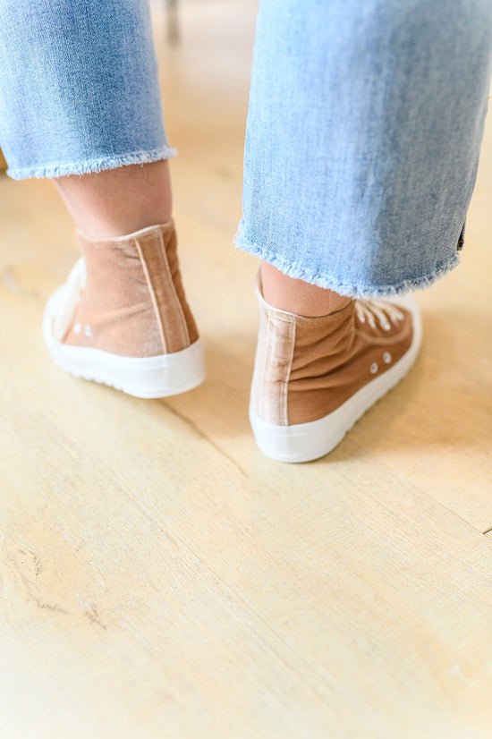 Load image into Gallery viewer, Run Me Down Velvet High Tops in Tan

